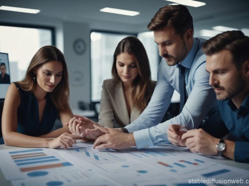 A team collaborating in a modern office, demonstrating synergy and cooperation