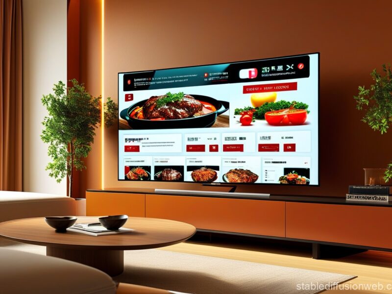 A modern Samsung smart TV displaying a cooking show with an AI-generated recipe overlay, highlighting its Vision AI capabilities.