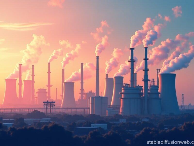 Industrial gas turbines with emission clouds against a backdrop of Memphis cityscape, highlighting environmental concerns.