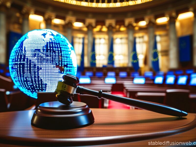 European Union AI Act enforcement concept with digital law symbols