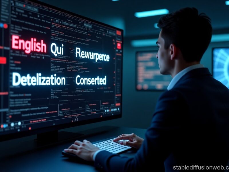 A conceptual image of an AI-generated response being censored in Chinese but allowed in English.