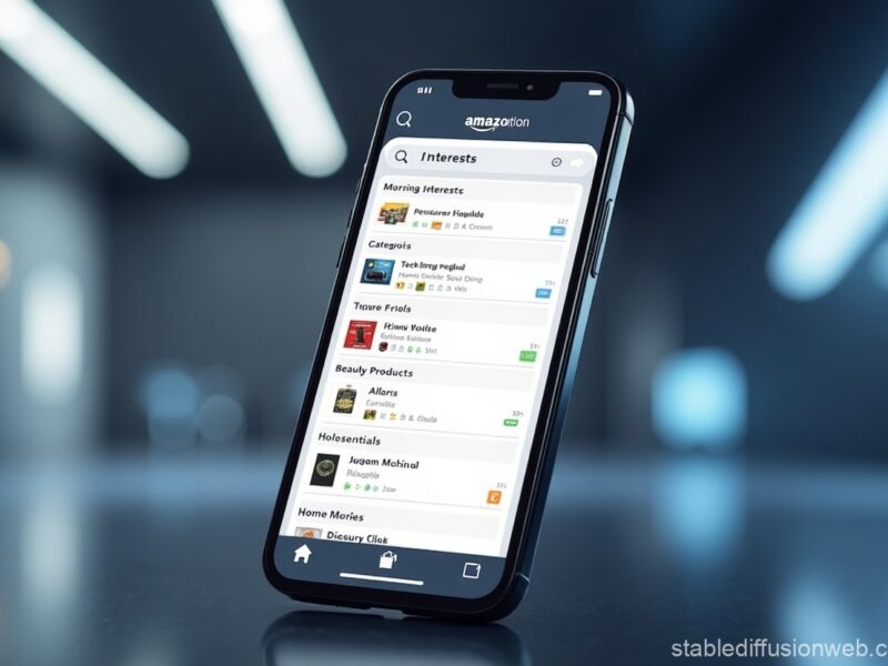 Amazon app displaying the new AI-powered "Interests" feature, helping users find personalized shopping deals